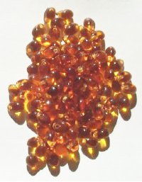 100 4x6mm Transparent Dark Topaz Drop Beads